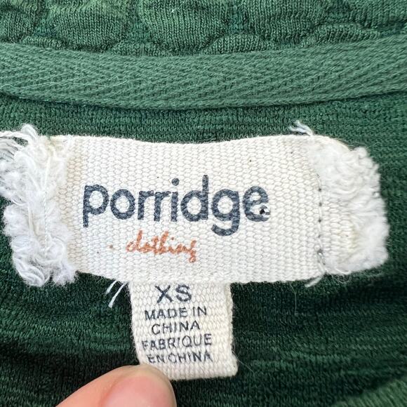 Porridge Anthropologie Women's Green Textured Pullover Botanical Sleeves - Picture 6 of 6